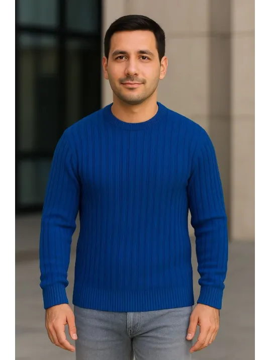 Erkek Fitilli Triko Kazak 2’li Set – Siyah & Saks Mavisi, Kalın Dokuma Pamuklu Regular Fit Bisiklet Yaka Uzun Kollu Rahat Kışlık Kazak Kombini Erkek Fitilli Triko Kazak 2’li Set – Siyah & Saks Mavisi, Kalın Dokuma Pamuklu Regular Fit Bisiklet Yaka Uzun Kollu Rahat Kışlık Kazak Kombini