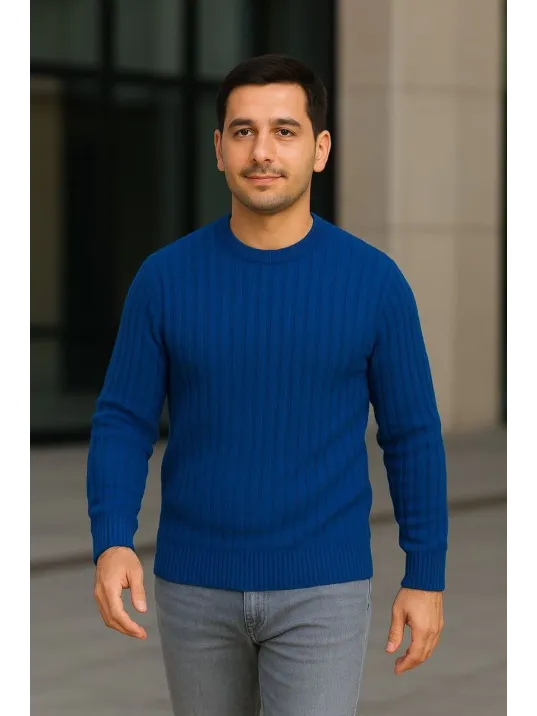 Erkek Fitilli Triko Kazak 2’li Set – Siyah & Saks Mavisi, Kalın Dokuma Pamuklu Regular Fit Bisiklet Yaka Uzun Kollu Rahat Kışlık Kazak Kombini Erkek Fitilli Triko Kazak 2’li Set – Siyah & Saks Mavisi, Kalın Dokuma Pamuklu Regular Fit Bisiklet Yaka Uzun Kollu Rahat Kışlık Kazak Kombini