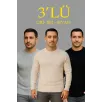 Erkek Fitilli Triko Kazak 3'lü Set Bej Gri Siyah Regular Fit Bisiklet Yaka Triko Seti Kazak Modeli Erkek Fitilli Triko Kazak 3'lü Set Bej Gri Siyah Regular Fit Bisiklet Yaka Triko Seti Kazak Modeli