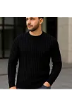 Erkek Fitilli Triko Kazak 3'lü Set Beyaz Gri Siyah Regular Fit Bisiklet Yaka Triko Seti