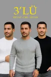 Erkek Fitilli Triko Kazak 3'lü Set Beyaz Gri Siyah Regular Fit Bisiklet Yaka Triko Seti Kazak Modeli Erkek Fitilli Triko Kazak 3'lü Set Beyaz Gri Siyah Regular Fit Bisiklet Yaka Triko Seti Kazak Modeli