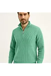 Erkek Fitilli Triko Kazak 3’lü Set – Mint Yeşili, Siyah, Bej Kalın Dokuma Pamuklu Regular Fit V Yaka Fermuarlı Uzun Kollu Rahat Kışlık Kazak Kombini