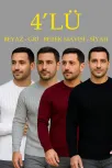 Erkek Fitilli Triko Kazak 4’lü Set Beyaz Bordo Gri Siyah Regular Fit Bisiklet Yaka Kazak Triko Kombini