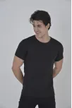 Erkek Gögüs Fileli Slim Fit T-shirt - Siyah Erkek Gögüs Fileli Slim Fit T-shirt - Siyah