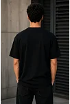 Erkek Gotik Yazı Baskılı Oversize Bisiklet Yaka T-shirt - Siyah Erkek Gotik Yazı Baskılı Oversize Bisiklet Yaka T-shirt - Siyah