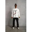 Erkek Güvercin Baskılı Sweatshirt - Beyaz