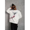 Erkek Güvercin Baskılı Sweatshirt - Beyaz