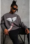 Erkek Güvercin Baskılı Sweatshirt - Gri