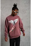 Erkek Güvercin Baskılı Sweatshirt - Gül Kurusu
