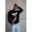 Erkek Güvercin Baskılı Sweatshirt - Siyah Erkek Güvercin Baskılı Sweatshirt - Siyah