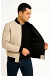Erkek Bomber Mont Ceket – Fermuarlı, Kapitone İçi Astarlı, Su İtici Kumaş, Regular Fit, Uzun Kollu, Yandan Cepli, Bahar & Kış Rahat Günlük Stil - Bej