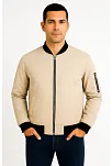 Erkek Bomber Mont Ceket – Fermuarlı, Kapitone İçi Astarlı, Su İtici Kumaş, Regular Fit, Uzun Kollu, Yandan Cepli, Bahar & Kış Rahat Günlük Stil - Bej