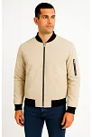 Erkek Bomber Mont Ceket – Fermuarlı, Kapitone İçi Astarlı, Su İtici Kumaş, Regular Fit, Uzun Kollu, Yandan Cepli, Bahar & Kış Rahat Günlük Stil - Bej