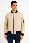 Erkek Bomber Mont Ceket – Fermuarlı, Kapitone İçi Astarlı, Su İtici Kumaş, Regular Fit, Uzun Kollu, Yandan Cepli, Bahar & Kış Rahat Günlük Stil - Bej Erkek Bomber Mont Ceket – Fermuarlı, Kapitone İçi Astarlı, Su İtici Kumaş, Regular Fit, Uzun Kollu, Yandan Cepli, Bahar & Kış Rahat Günlük Stil - Bej