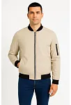 Erkek Bomber Mont Ceket – Fermuarlı, Kapitone İçi Astarlı, Su İtici Kumaş, Regular Fit, Uzun Kollu, Yandan Cepli, Bahar & Kış Rahat Günlük Stil - Bej