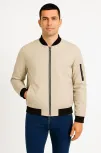 Erkek Bomber Mont Ceket – Fermuarlı, Kapitone İçi Astarlı, Su İtici Kumaş, Regular Fit, Uzun Kollu, Yandan Cepli, Bahar & Kış Rahat Günlük Stil - Bej Erkek Bomber Mont Ceket – Fermuarlı, Kapitone İçi Astarlı, Su İtici Kumaş, Regular Fit, Uzun Kollu, Yandan Cepli, Bahar & Kış Rahat Günlük Stil - Bej