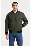 Erkek Bomber Mont Ceket – Fermuarlı, Kapitone İçi Astarlı, Su İtici Kumaş, Regular Fit, Uzun Kollu, Yandan Cepli, Bahar & Kış Rahat Günlük Stil - Haki