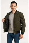Erkek Bomber Mont Ceket – Fermuarlı, Kapitone İçi Astarlı, Su İtici Kumaş, Regular Fit, Uzun Kollu, Yandan Cepli, Bahar & Kış Rahat Günlük Stil - Haki