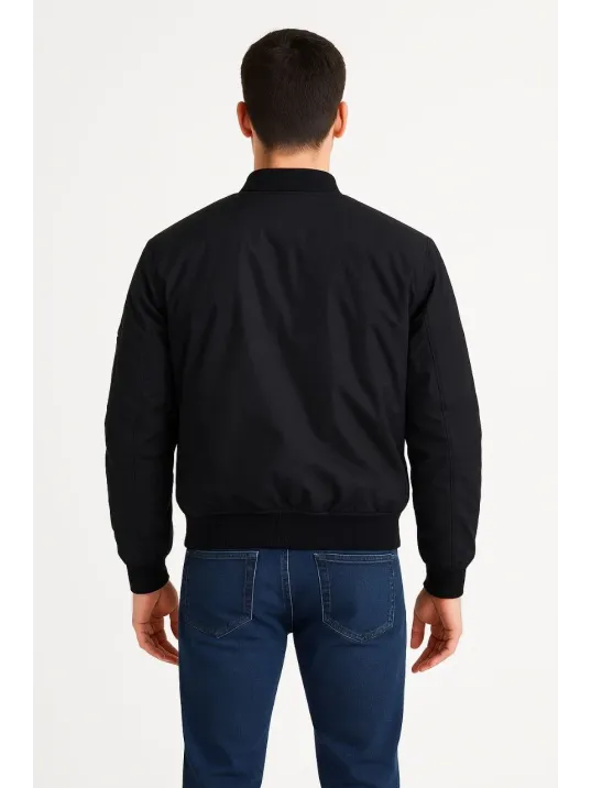 Erkek Bomber Mont Ceket – Fermuarlı, Kapitone İçi Astarlı, Su İtici Kumaş, Regular Fit, Uzun Kollu, Yandan Cepli, Bahar & Kış Rahat Günlük Stil - Siyah Erkek Bomber Mont Ceket – Fermuarlı, Kapitone İçi Astarlı, Su İtici Kumaş, Regular Fit, Uzun Kollu, Yandan Cepli, Bahar & Kış Rahat Günlük Stil - Siyah