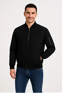 Erkek Bomber Mont Ceket – Fermuarlı, Kapitone İçi Astarlı, Su İtici Kumaş, Regular Fit, Uzun Kollu, Yandan Cepli, Bahar & Kış Rahat Günlük Stil - Siyah