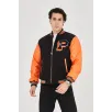 Erkek İçten Elyaf ve Astarlı Kolları Suni Deri Ceket - Turuncu Erkek İçten Elyaf ve Astarlı Kolları Suni Deri Ceket - Turuncu