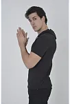 Erkek Kapşonlu Slim Fit T-shirt - Siyah