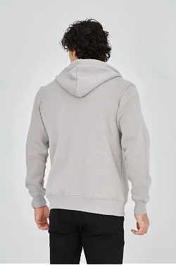 Erkek 3 İplik Pamuklu Fermuarlı Kapüşonlu Kanguru Cepli Baskılı Hoodie Hırka Sweatshirt - Boyalı Gri Erkek 3 İplik Pamuklu Fermuarlı Kapüşonlu Kanguru Cepli Baskılı Hoodie Hırka Sweatshirt - Boyalı Gri