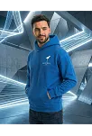 Erkek Kapüşonlu Double Oversize Hoodie – Üç İplik Pamuklu, Deniz Ve Yelken Baskılı, Kanguru Cepli Premium Sweatshirt - Saks Mavi