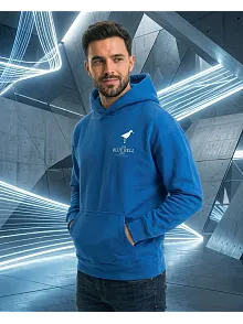 Erkek Kapüşonlu Double Oversize Hoodie – Üç İplik Pamuklu, Deniz Ve Yelken Baskılı, Kanguru Cepli Premium Sweatshirt - Saks Mavi