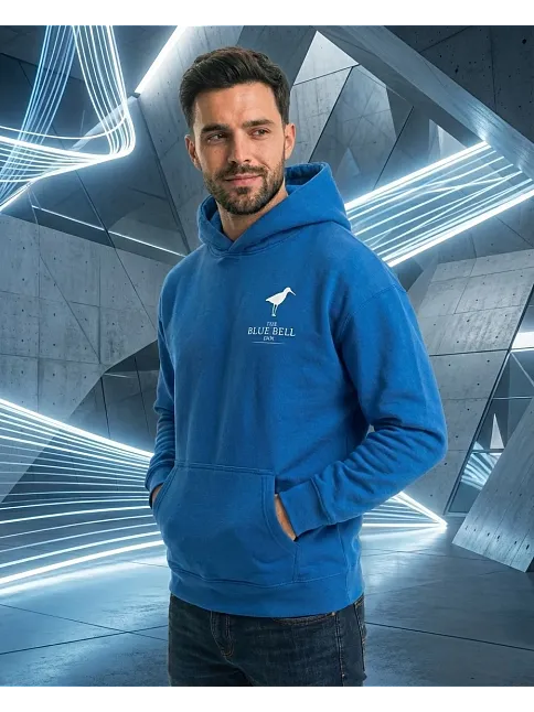 Erkek Kapüşonlu Double Oversize Hoodie – Üç İplik Pamuklu, Deniz Ve Yelken Baskılı, Kanguru Cepli Premium Sweatshirt - Saks Mavi