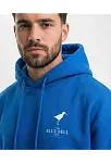 Erkek Kapüşonlu Double Oversize Hoodie – Üç İplik Pamuklu, Deniz Ve Yelken Baskılı, Kanguru Cepli Premium Sweatshirt - Saks Mavi