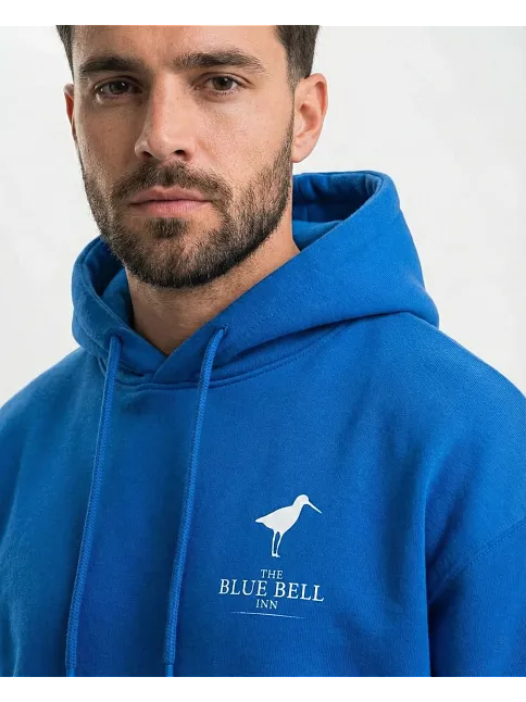 Erkek Kapüşonlu Double Oversize Hoodie – Üç İplik Pamuklu, Deniz Ve Yelken Baskılı, Kanguru Cepli Premium Sweatshirt - Saks Mavi