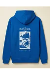 Erkek Kapüşonlu Double Oversize Hoodie – Üç İplik Pamuklu, Deniz Ve Yelken Baskılı, Kanguru Cepli Premium Sweatshirt - Saks Mavi