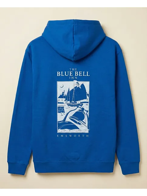 Erkek Kapüşonlu Double Oversize Hoodie – Üç İplik Pamuklu, Deniz Ve Yelken Baskılı, Kanguru Cepli Premium Sweatshirt - Saks Mavi