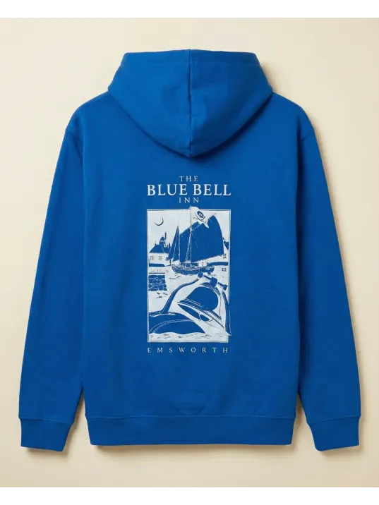 Erkek Kapüşonlu Double Oversize Hoodie – Üç İplik Pamuklu, Deniz Ve Yelken Baskılı, Kanguru Cepli Premium Sweatshirt - Saks Mavi