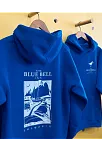 Erkek Kapüşonlu Double Oversize Hoodie – Üç İplik Pamuklu, Deniz Ve Yelken Baskılı, Kanguru Cepli Premium Sweatshirt - Saks Mavi