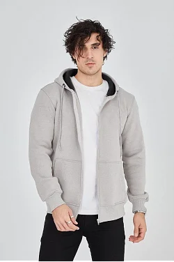 Erkek 3 İplik Pamuklu Fermuarlı Kapüşonlu Kanguru Cepli Hoodie Hırka Sweatshirt - Boyalı Gri Erkek 3 İplik Pamuklu Fermuarlı Kapüşonlu Kanguru Cepli Hoodie Hırka Sweatshirt - Boyalı Gri