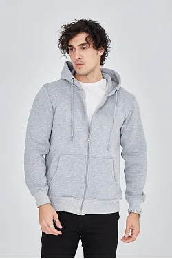 Erkek 3 İplik Pamuklu Fermuarlı Kapüşonlu Kanguru Cepli Hoodie Hırka Sweatshirt - Gri Erkek 3 İplik Pamuklu Fermuarlı Kapüşonlu Kanguru Cepli Hoodie Hırka Sweatshirt - Gri