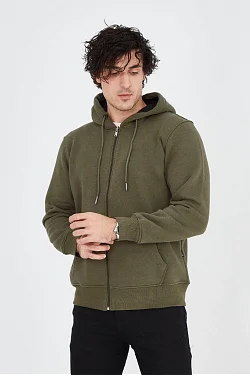 Erkek 3 İplik Pamuklu Fermuarlı Kapüşonlu Kanguru Cepli Hoodie Hırka Sweatshirt - Yeşil Erkek 3 İplik Pamuklu Fermuarlı Kapüşonlu Kanguru Cepli Hoodie Hırka Sweatshirt - Yeşil
