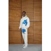 Erkek Kapüşonlu Eşofman Takım Graffiti Baskılı  Oversize Rahat Kalıp, Kanguru Cepli, Streetwear Tarzında Premium Ürün 3 iplik Pamuklu - Beyaz