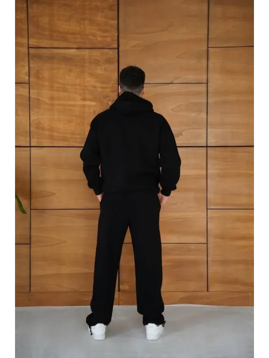 Erkek Kapüşonlu Eşofman Takım Örümcek Ağı ve Neon Yeşil Baskılı Kanguru cepli Oversize Rahat Kalıp, Premium Üç İplik Kumaş - Siyah Erkek Kapüşonlu Eşofman Takım Örümcek Ağı ve Neon Yeşil Baskılı Kanguru cepli Oversize Rahat Kalıp, Premium Üç İplik Kumaş - Siyah