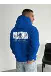 Erkek Kapüşonlu Oversize Hoodie – Üç İplik Pamuklu, Astronot Temalı Renkli Dünya Baskılı, Kanguru Cepli Premium Sweatshirt - Saks Mavi Erkek Kapüşonlu Oversize Hoodie – Üç İplik Pamuklu, Astronot Temalı Renkli Dünya Baskılı, Kanguru Cepli Premium Sweatshirt - Saks Mavi