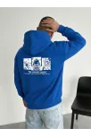 Erkek Kapüşonlu Oversize Hoodie – Üç İplik Pamuklu, Astronot Temalı Renkli Dünya Baskılı, Kanguru Cepli Premium Sweatshirt - Saks Mavi Erkek Kapüşonlu Oversize Hoodie – Üç İplik Pamuklu, Astronot Temalı Renkli Dünya Baskılı, Kanguru Cepli Premium Sweatshirt - Saks Mavi