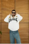 Erkek Kapüşonlu 3 İplik Şardonlu Önü Baskılı Fermuarlı Oversize Sweatshirt - Beyaz Erkek Kapüşonlu 3 İplik Şardonlu Önü Baskılı Fermuarlı Oversize Sweatshirt - Beyaz