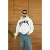 Erkek Kapüşonlu Sweatshirt Hoodie 3 İplik Şardonlu Pamuklu Kumaş, Önü Baskılı, Fermuarlı Rahat Kalıp, Kışlık ve Sokak Stili Sweat - Beyaz Erkek Kapüşonlu Sweatshirt Hoodie 3 İplik Şardonlu Pamuklu Kumaş, Önü Baskılı, Fermuarlı Rahat Kalıp, Kışlık ve Sokak Stili Sweat - Beyaz