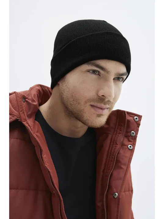 Erkek Katlamalı Basic Bere - Siyah Erkek Katlamalı Basic Bere - Siyah