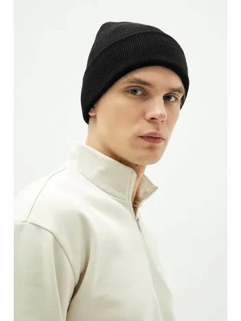 Erkek Katlamalı Basic Bere - Siyah