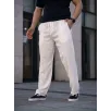 Erkek Keten Cepli Çıma Dikişli jogger Buggy Pantalon Rahat kalıp - Beyaz Erkek Keten Cepli Çıma Dikişli jogger Buggy Pantalon Rahat kalıp - Beyaz