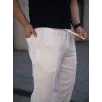Erkek Keten Cepli Çıma Dikişli jogger Buggy Pantalon Rahat kalıp - Beyaz Erkek Keten Cepli Çıma Dikişli jogger Buggy Pantalon Rahat kalıp - Beyaz