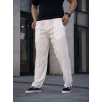 Erkek Keten Cepli Çıma Dikişli jogger Buggy Pantalon Rahat kalıp - Beyaz Erkek Keten Cepli Çıma Dikişli jogger Buggy Pantalon Rahat kalıp - Beyaz